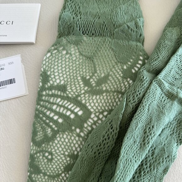 NWT GUCCI TIGHTS GREEN TIGHTS FLORAL Sz M - Picture 3 of 6